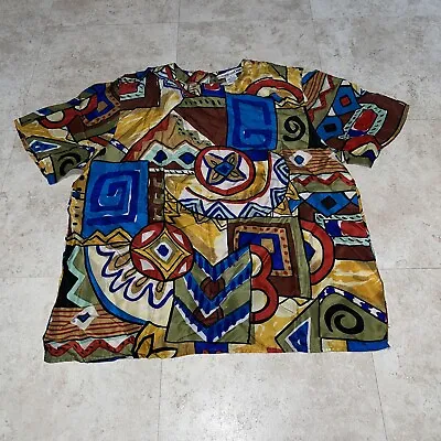 VINTAGE Richard And Jones Abstract 100% Silk Blouse T Shirt  Womens S Top • $40