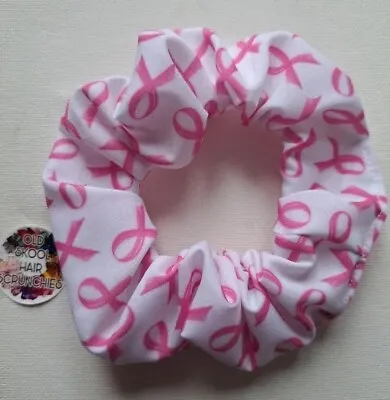 Girls Hair Scrunchies Cancer Awareness Pink Ribbon Patten  • £1.65