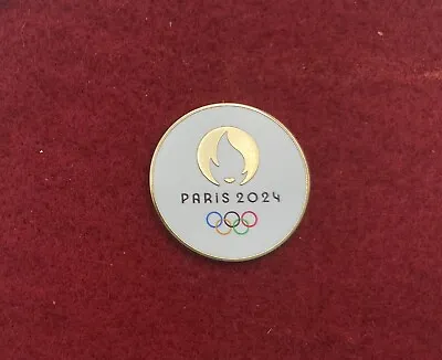 2024 Paris Olympics Pin Badge - White Round Logo • $13.99