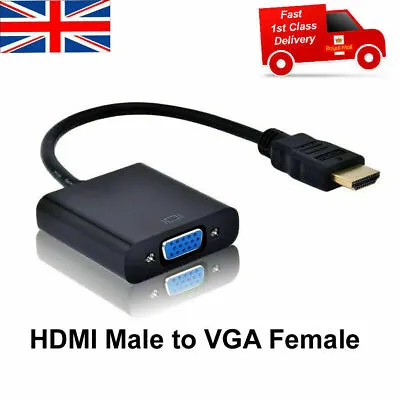 HDMI INPUT To VGA OUTPUT – HDMI To VGA Converter Adapter For PC DVD TV Monitor • £3.49