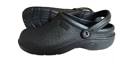 Garden Chef Kitchen Nurse Hospital Safety Full Clogs Black Non Slip Slim Fit • £24.99