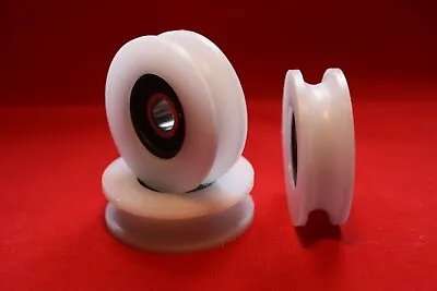 £11 • Buy 45mm Nylon Pulley Wheel With Ball Bearings Various Groove Size Precisely Turned.