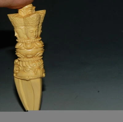 $29.95 • Buy Amulet! Wood Carve Tibet Buddhist 4 Face Buddha Vajra Phurba Jue Dagger Pendant