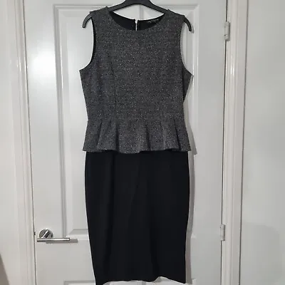£16 • Buy Dorothy Perkins Black White Tweed Peplum Hem Contrast Stretchy Skirt Midi Dress