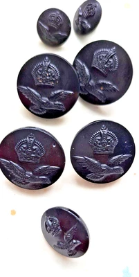 £6.99 • Buy SET OF WWII ROYAL AIR FORCE AIRMAN'S  BLACK  BUTTON  22+17+14 Mm