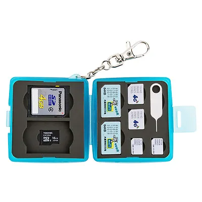 JJC Memory Card Case Mini W/ Lock&Ring 2SD+2MSD+2SIM+2Micro SIM+2Nano SIM Cards • $8.99