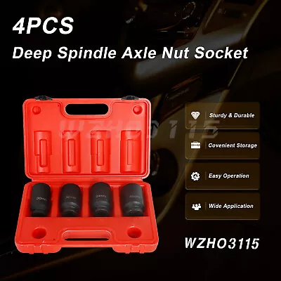 4pc 1/2  Dr Deep Spindle Axle Nut Socket Set 12 Point METRIC 30mm 32mm 34mm 36mm • $26.16