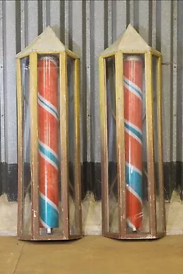 Antique Fairground Funfair Scratch Built Circus Arcade Barber Pole Lamps Lights • £2850