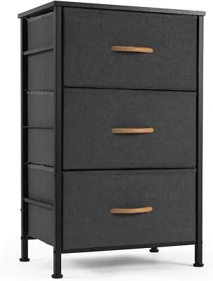 ROMOON Nightstand Chest With 3 Fabric Drawers Bedside Furniture Lightweight A... • $55.99