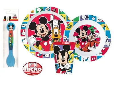 Mickey Mouse Childrens Toddlers  5 Pc Dinner Breakfast Set Plate Bowl Cup New • £10.99