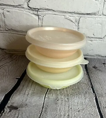 3 Vintage Tupperware #154 Mini Pastel Storage Bowls Lids Dessert Berries Snack • $14.99