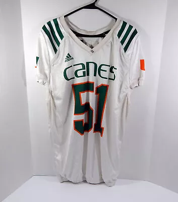 Miami Hurricanes #51 Game Used White Practice Jersey L DP41745 • $59.99