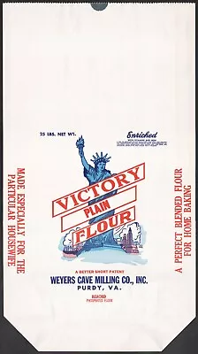 Vintage Bag VICTORY FLOUR Statue Of Liberty Weyers Cave 25lbs Purdy Virginia • $7.64