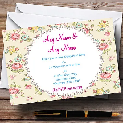 Pretty Floral Vintage Garden Engagement Party Personalised Invitations • £9.99