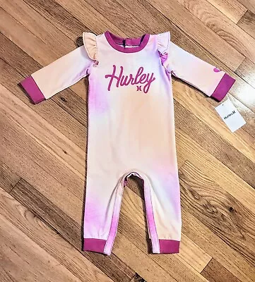 NEW Hurley Baby Girl Long-sleeve Jumpsuit Bodysuit Outfit Pink (24m)  • $12.97