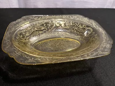 ORIGINAL Vintage Federal Amber Madrid Depression Glass 10  Oval Serving Bowl • $8.75