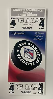Howie Rose Autographed NY Rangers ECF Game 7 Mini Mega Ticket With Inscr (JSA) • $80.50