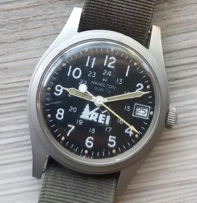 Hamilton X REI Military Field Quartz Vintage Mens Watch Runs But Needs Fix Rare • $59.95