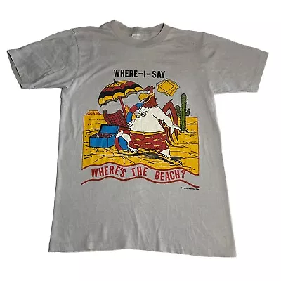 Vintage 80s Foghorn Leghorn Where’s The Beach Shirt Size Medium Warner Bros 1986 • $34.95