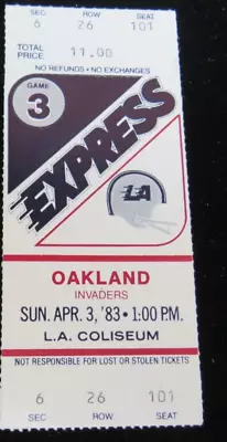 April31983 Usfl La Express Vs. Oakland Invaders Stub Ticket • $29