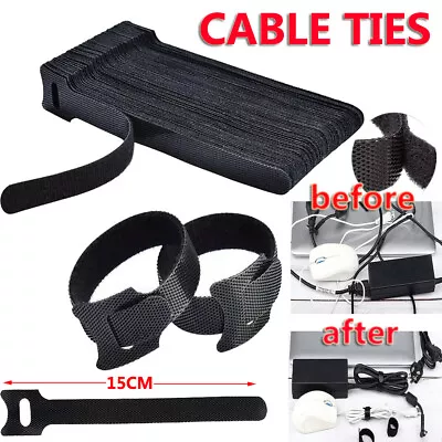 100pcs Reusable Fastening Cable Tie Nylon Hook & Loop Strap Cord Organiser 150mm • $22.93