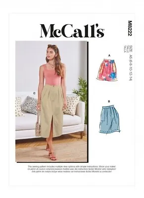 McCalls Skirt Uncut Sewing Pattern 8222 6-14 • £10