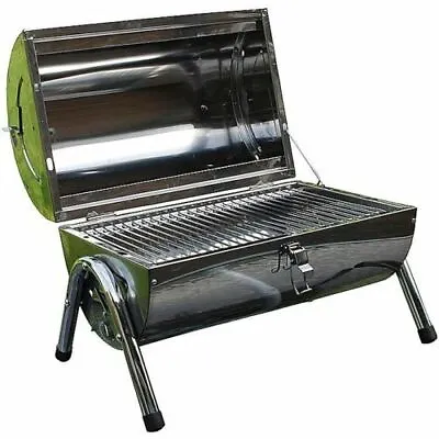 Portable Barrel Stainless Steel Bbq Garden Camping Picnic Charcoal Grill New • £26.95