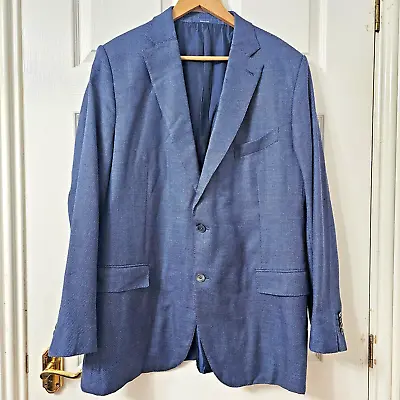 Ermenegildo Zegna Soft Cashmere Cotton Mix Textured Blazer Jacket UK 46 Blue • £56.99