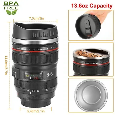 $13.40 • Buy 24-105 Camera Lens Coffee Mug Photo Coffee Cup 400ML Travel Insulated Thermos