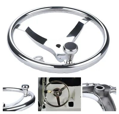 Stainless Sports Steering Wheel 3 Spoke Marine Steering Wheel 13-1/2  W/1/2  Nut • $81.61