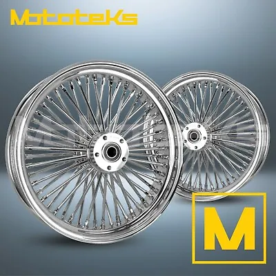 16  16x3.5 Fat Spoke Wheel Set 52 Stainless Spokes For Harley Softail Front Rear • $971.99