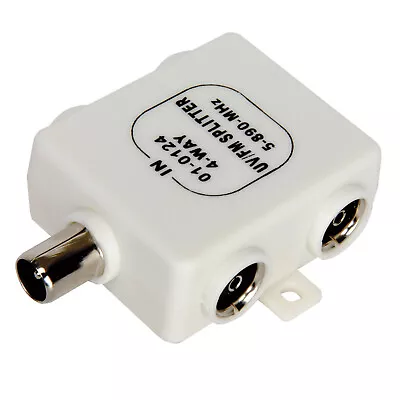 4 Way Coaxial TV Signal Splitter 4 Sockets To One Plug • £3.49