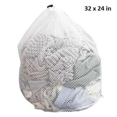 Mesh Laundry Bag Heavy Duty Protect Clothing Washing Drawstring Bag 32x24 Inches • $7.95