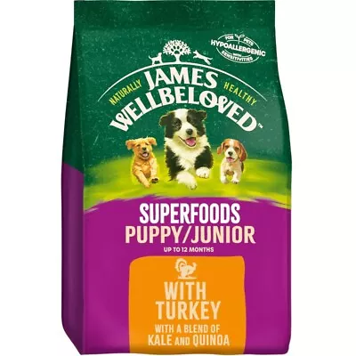 James Wellbeloved Dog Food Turkey Kale & Quinoa Puppy/Junior Superfood 1.5kg • £13.39