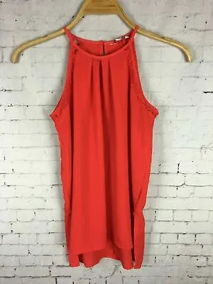 Candie's Tank XS Women's Lace Trim Red-orange Top Sleeveless Blouse  (C02) • $10