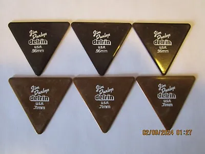 Lot Of 6 Vintage Jim Dunlop Delrin 355 Guitar Picks .71mm & .96mm - NOS #1003 • $7.95