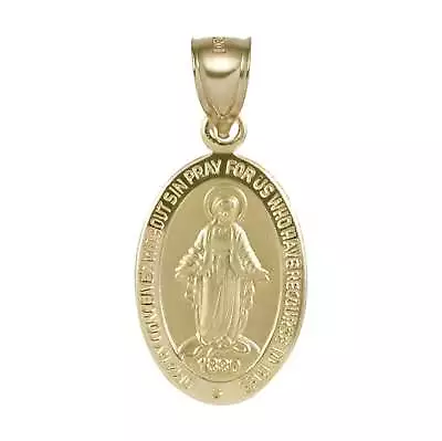 Oval Miraculous Mary Medallion Pendant | 10/14K Yellow Gold | 1.25  • $169.99