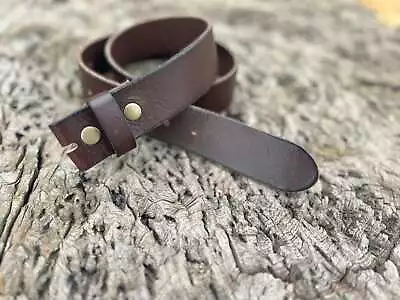 Premium Genuine Brown Leather Snap Belt Strap - Mens Women's Sizes - Thick - Fo • $30