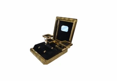 £24.99 • Buy Indian Antique Gold Embossed Jewellery Box With Coloured Cotton Interior Velvet