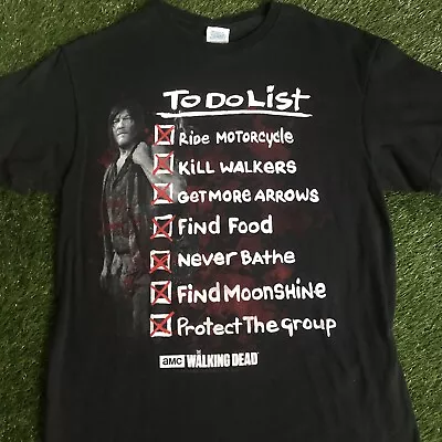 2015 The Walking Dead AMC Daryl Dixon To-Do Check List Graphic Black T-Shirt Med • $14.99