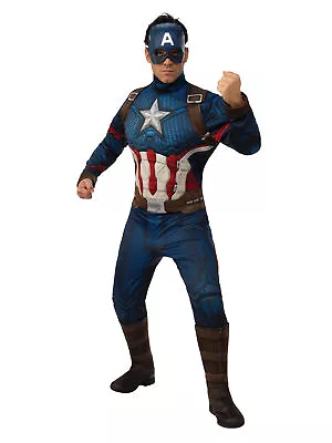 Mens Captain America Costume Marvel Avengers Endgame Deluxe Superhero Adult • £65