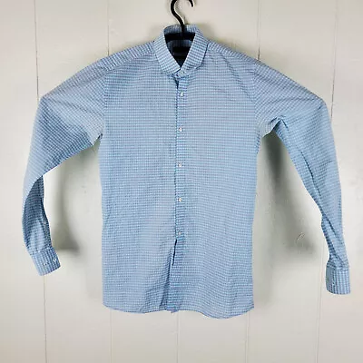 Hugo Boss Shirt Men Size 15 32/33 Blue Button Up Collared Long Sleeve Slim Fit • $10.87