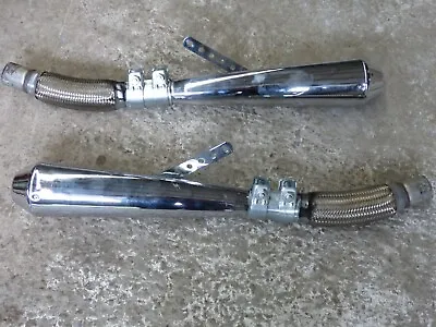 Pair Of Chrome Megaphone Exhausts- Ideal Custom Low Rider Project Etc 52mm Inlet • £74.99