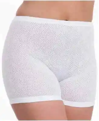 Vintage 1980s Sze 12-14 Eyelet Cotton Interlock Short Leg Knickers Panties White • £5.49