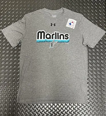 Under Armour Shirt Men’s Large Miami Marlins Gear Gray Short Sleeve • $19.99