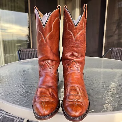 Vintage Tony Lama Boots Style 5084 Men's Brown Leather Cowboy Rancher Sz 10.5 C • $62