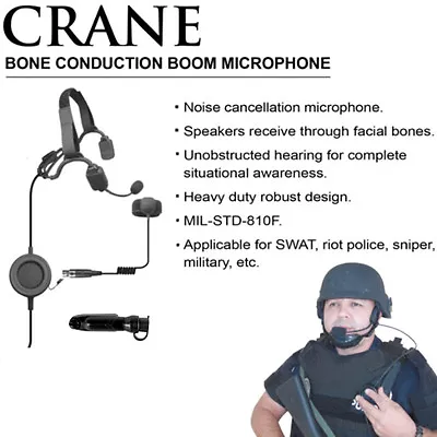 CRANE Quick Release Bone Conduction Mic For Motorola PRO EX GL GP PTX (See List) • $344.99