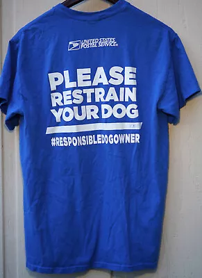 USPS PROMO T-SHIRT BLUE Any DOG CAN BITE Size Medium • $23.50