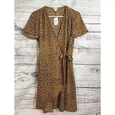 J Crew Womens Drapey Twill Leopard Wrap Dress Animal Print Size 8 New • $35