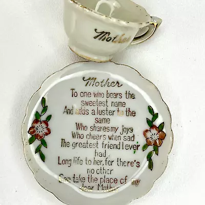 Vintage Miniature Tea Cup And Saucer Poem Ode To My Dear Mother 1930s • $8.95